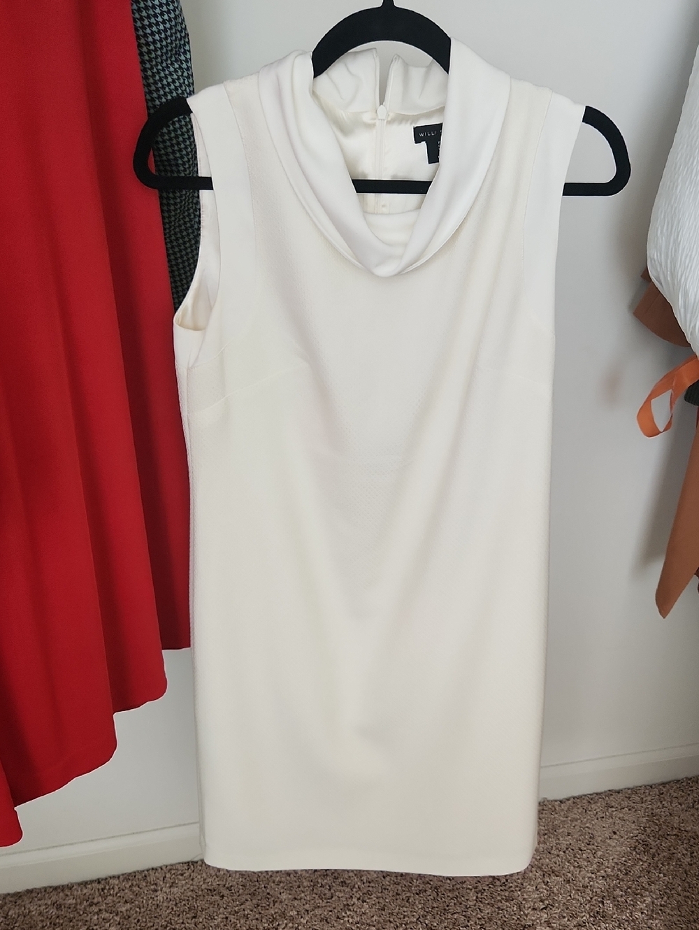 Willi Smith Sleeveless Cowl-Neck Cream Mini Dress